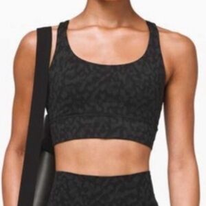 Lululemon Sz 6 Energy Bra High Neck Long Line Formation Camo Deep Coal Multi